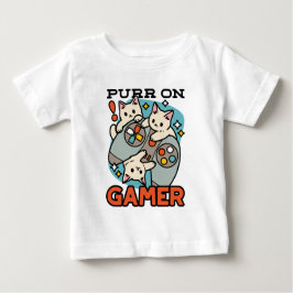 Purr On Gamer – かわいいキャットゲームデザイン ベビーTシャツ