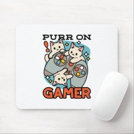 Purr On Gamer – かわいいキャットゲームデザイン マウスパッド