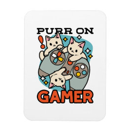 Purr On Gamer – かわいいキャットゲームデザイン マグネット