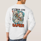 Purr On Gamer – かわいいキャットゲームデザイン Tシャツ (裏面)