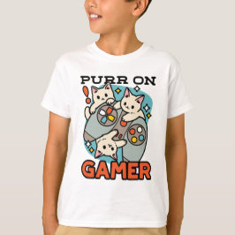 Purr On Gamer – かわいいキャットゲームデザイン Tシャツ