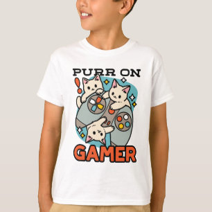 Purr On Gamer – かわいいキャットゲームデザイン Tシャツ