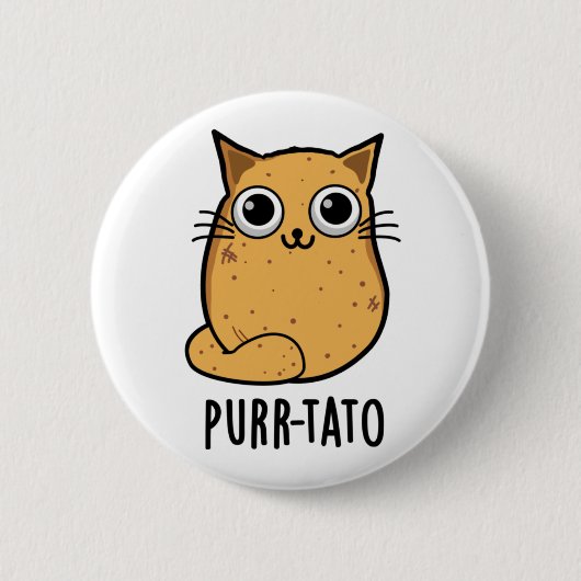 Purr-tato Funny Cat Potato Pun  缶バッジ (正面)