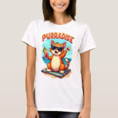 Purradise - Coole Katze am Strand Tシャツ (正面)