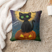 Purranormal Cativity Black Cat Halloween Pillow クッション (ブランケット)