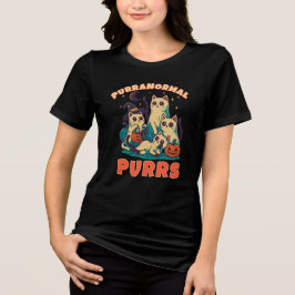 Purranormal Purrs Funny Ghost Cat Halloween Spooky トライブレンドＴシャツ