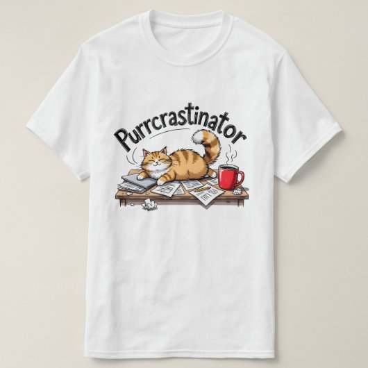 Purrcrastinator Tシャツ (デザイン正面)