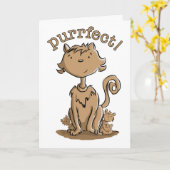 Purrfectのお母さんの猫および子ネコ カード (黄色い花)