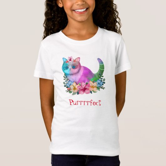 Purrfect猫デザイン Tシャツ (正面)
