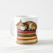 Purrfect Brew Cat Sleeping In Coffee Whimsical Mug コーヒーマグカップ (正面左)