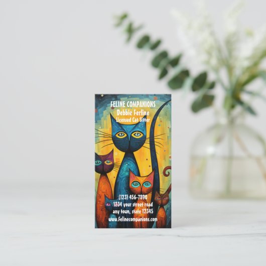 Purrfect Care – Cat Sitting 名刺 (スタンド正面)