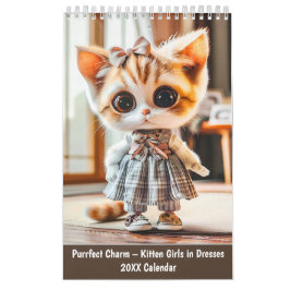 Purrfect Charm – Kitten Girls in Dresses カレンダー