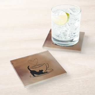 Purrfect Coasters Set: Coffee & Cats ガラスコースター