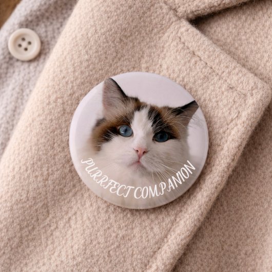 Purrfect Companion Custom Pet Photo Cat Lover 缶バッジ