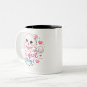 Purrfect Day Cute Cat Coffee Mug ツートーンマグカップ (正面左)