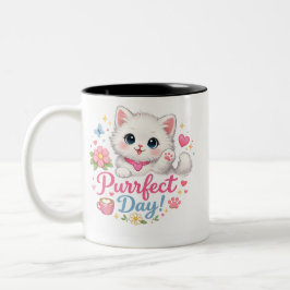 Purrfect Day Cute Cat Coffee Mug ツートーンマグカップ