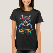 Purrfect DJ Vibes Cat Kitty on Turntables Tシャツ (正面)