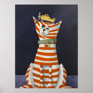 Purrfect Landing, Stripped Cat with a toy poster ポスター