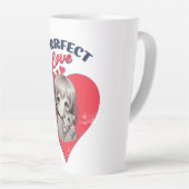 Purrfect Love Cute Cat Girl Heart Illustration カフェラテマグ (右アングル)