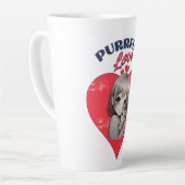 Purrfect Love Cute Cat Girl Heart Illustration カフェラテマグ (左アングル)