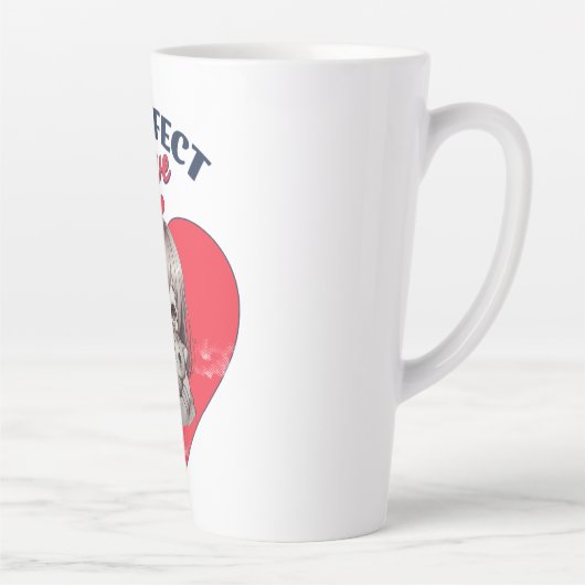 Purrfect Love Cute Cat Girl Heart Illustration カフェラテマグ (右)