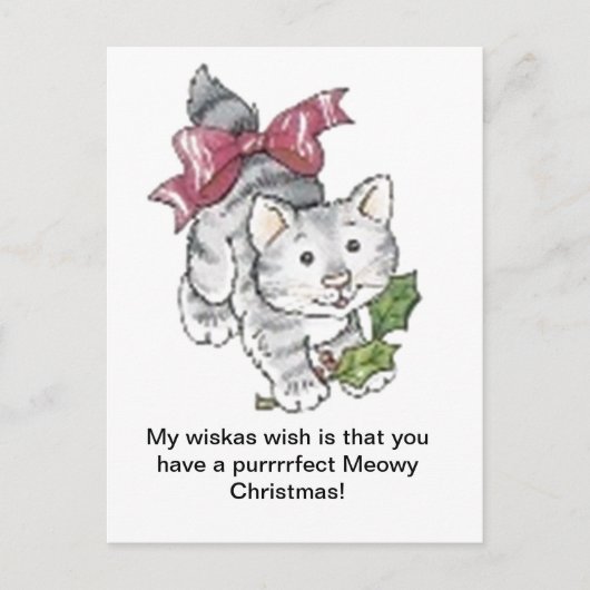 Purrfect Meowyクリスマス シーズンポストカード (正面)