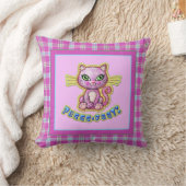 Purrfect Plaid Kitten Cartoon Reversible クッション (ブランケット)