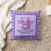 Purrfect Plaid Kitten Cartoon Reversible クッション (ブランケット)