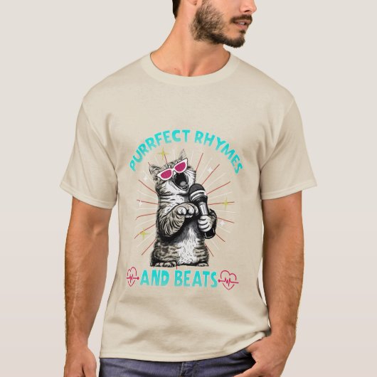 Purrfect Rhymes & Beats - Funny Rapping Cat DJ  🎤 Tシャツ (正面)