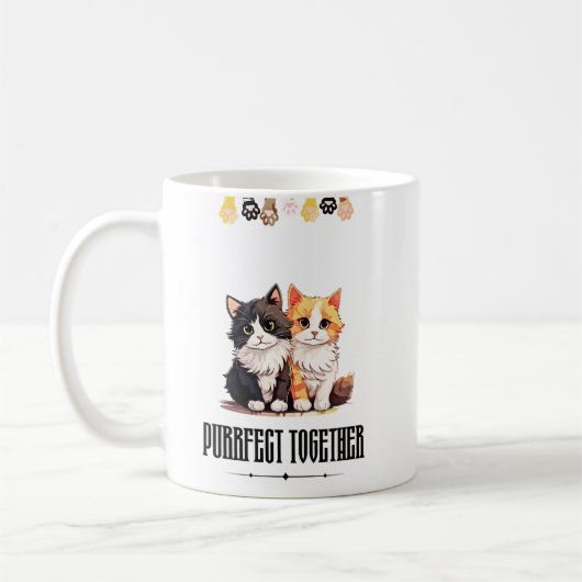  Purrfect Together – Cute Cat Couple  コーヒーマグカップ (左)