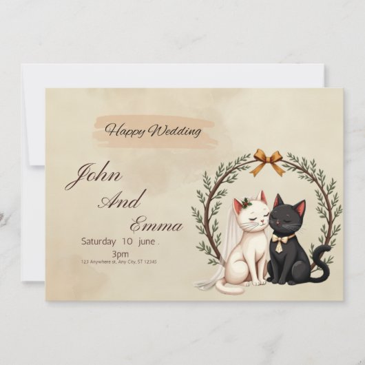 Purrfect Union: John and Emma's Whimsical Wedding 招待状 (正面)