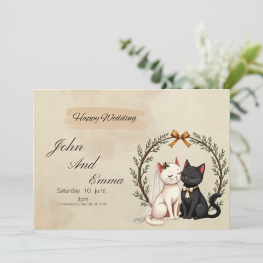 Purrfect Union: John and Emma's Whimsical Wedding  招待状 (スタンド正面)