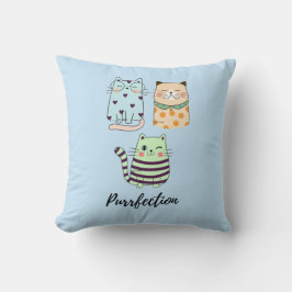 Purrfection Cute Kawaii Pattern Cats Art クッション