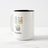 Purrfection Cute Kawaii Pattern Cats Art ツートーンマグカップ (正面左)