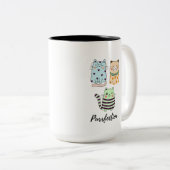 Purrfection Cute Kawaii Pattern Cats Art ツートーンマグカップ (正面右)