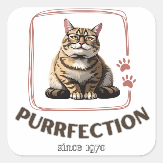 Purrfection Since 1970 スクエアシール (正面)