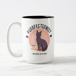 Purrfectionist Cat Mom Coffee Lover Funny Quote ツートーンマグカップ