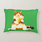 Purrfectly Asleep – Cat Holding Ice Cream Cone アクセントクッション (裏面)