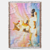 Purrfectly Asleep – Cat Holding Ice Cream Cone スローブランケット (正面縦)