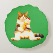 Purrfectly Asleep – Cat Holding Ice Cream Cone ラウンドクッション (裏面)