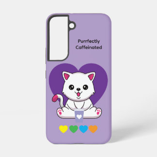 Purrfectly Caffeinated Coffee Cat Case Samsung Galaxy S22ケース