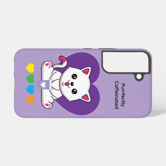 Purrfectly Caffeinated Coffee Cat Case Samsung Galaxyケース (裏面横)