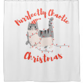 Purrfectly Chaotic Christmas Funny Holiday Cat  シャワーカーテン (正面)