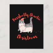 Purrfectly Chaotic Christmas Funny Holiday Cat  ポストカード (正面)