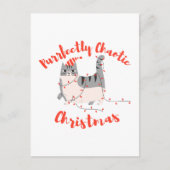 Purrfectly Chaotic Christmas Funny Holiday Cat  ポストカード (正面)