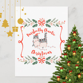 Purrfectly Chaotic Christmas Funny Holiday Cat  ポストカード