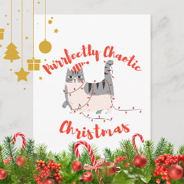 Purrfectly Chaotic Christmas Funny Holiday Cat  ポストカード