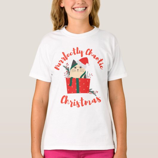 Purrfectly Chaotic Christmas Funny Holiday Cat  Tシャツ (正面)