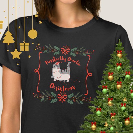 Purrfectly Chaotic Christmas Funny Holiday Cat  Tシャツ