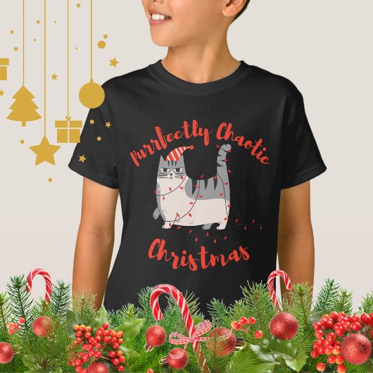 Purrfectly Chaotic Christmas Funny Holiday Cat  Tシャツ